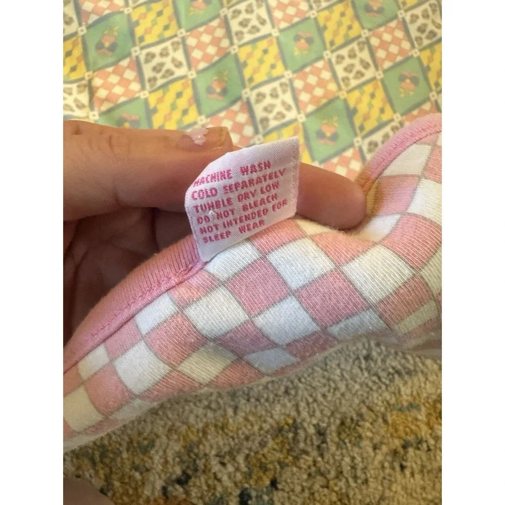 Vintage Gymboree Baby Blanket Pink Patchwork Diamonds Floral Rare 90s Cotton #2